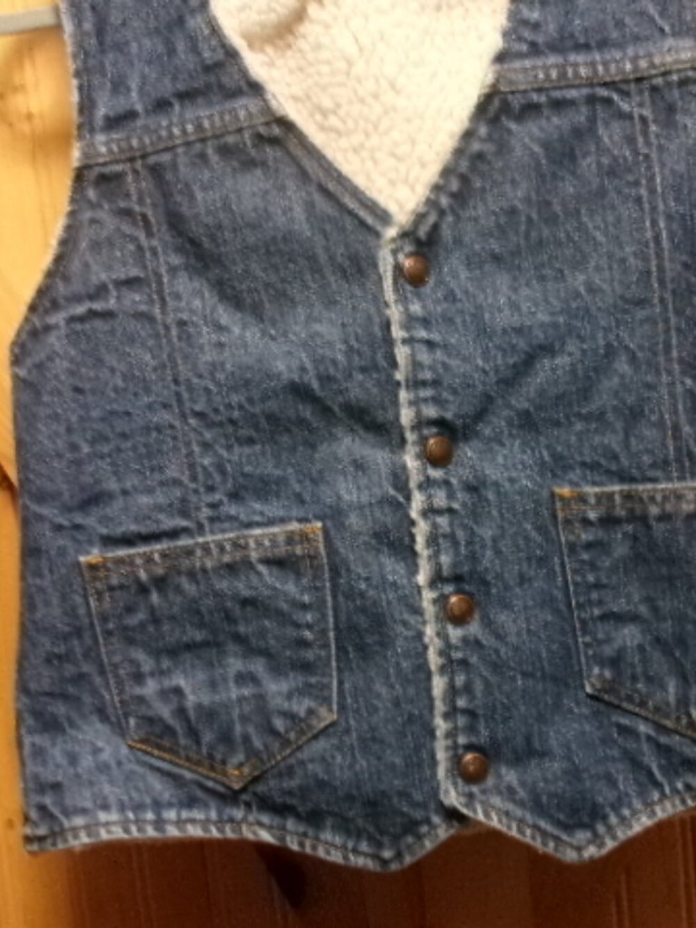 Mens medium Denim vest sherpa lined snap front med - Picture 2 of 5